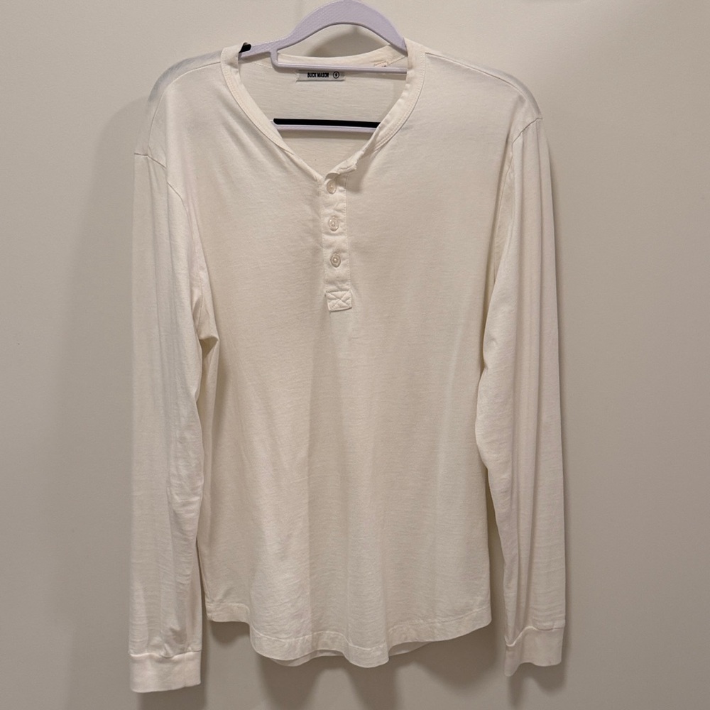 Buck Mason Cream Long Sleeve Henley